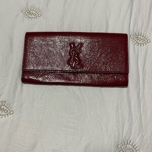 Authentic Yves Saint Laurent Deep Red Leather clutch